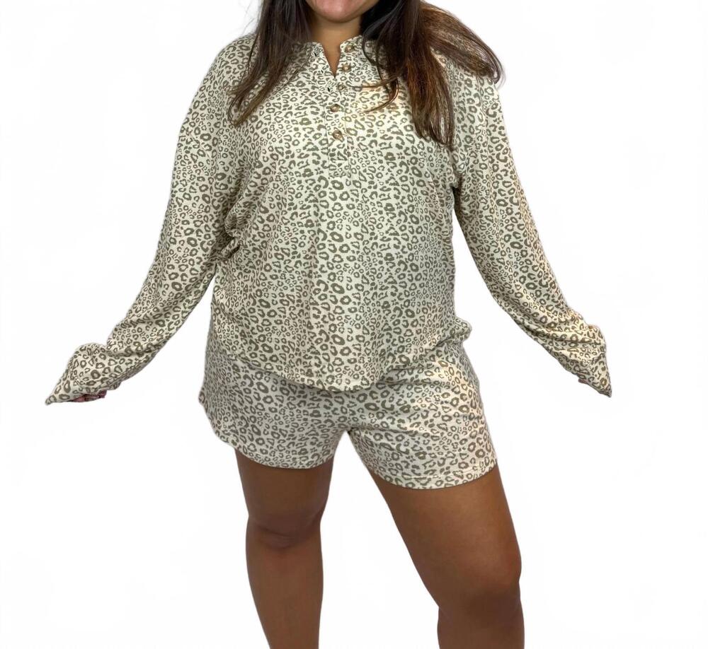 NEW HYFVE lazy day shorts set in leopard print